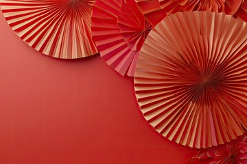 Paper fan medallion chinese new year decoration. Concept of Happy Chinese New Year festival background. 3D rendering with generative ai