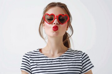 Fototapeta premium woman wearing her red hair on white background