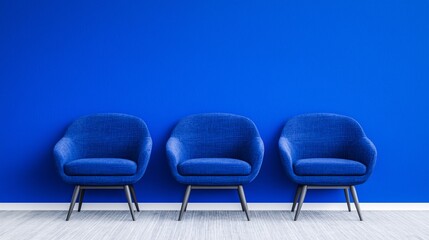 Obraz premium Modern Stylish Living Room with Vibrant Blue Accent Wall | Interior Design Inspiration for Home Decor