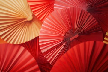 Paper fan medallion chinese new year decoration. Concept of Happy Chinese New Year festival background. 3D rendering with generative ai