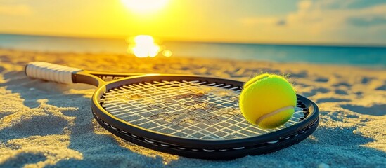 Playing beach tennis under the warm sun.