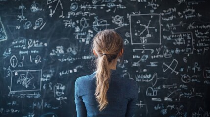 Fototapeta premium Blackboard with Equations, Diagrams, and Academic Symbols