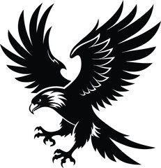 Vector silhouette of flying Eagle an white background 