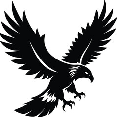Obraz premium Vector silhouette of flying Eagle an white background 