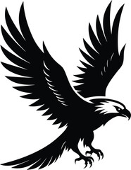 Vector silhouette of flying Eagle an white background 