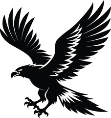 Vector silhouette of flying Eagle an white background 