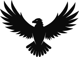 Vector silhouette of flying Eagle an white background 