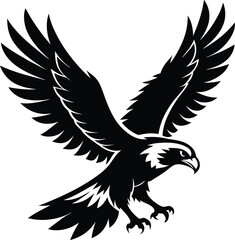 Vector silhouette of flying Eagle an white background 