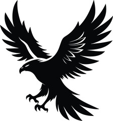 Vector silhouette of flying Eagle an white background 