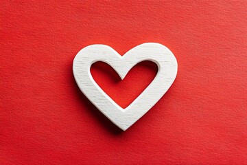 Fototapeta premium White Heart on Red Background - Romantic Symbol of Love