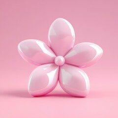 Fototapeta premium Minimalist Pink Flower on a Solid Colored Background
