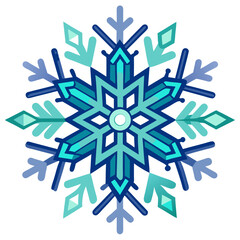 A vector illustration of a snowflake featuring fine, symmetrical details, ideal for winter themes, seasonal decorations, and holiday graphic designs.