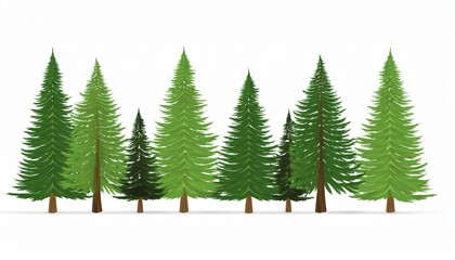 Fototapeta premium Illustration of a group of fir trees forming a forest, representing nature, environment, and sustainability