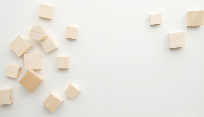 Obraz premium Geometric Wooden Shapes on White Background