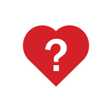 heart question mark icon. Red health blood preasure sign