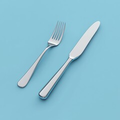 Elegant Flatware on Minimalist Blue Background