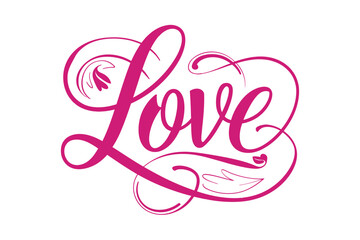 Obraz premium Valentine Love Text Vector Illustration Elegant Typography Design with Romantic Sentiments for Holiday Greetings and Decor