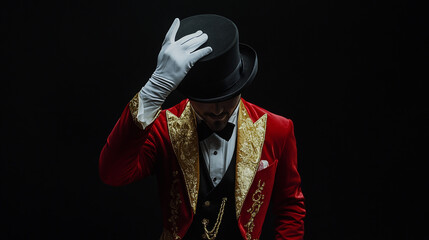 Man dressed as the ringmaster.