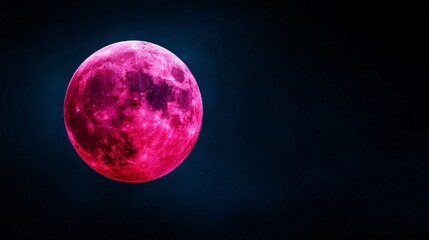 Celestial Elegance: Close-up of Vibrant Blood Moon with Shimmering Highlights in Night Sky