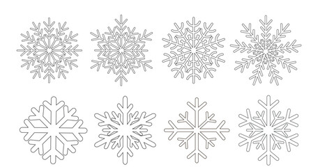 snowflakes on white background, snowflake vector, snow icon, snowflake icon, set of snowflakes icon