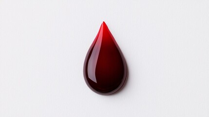 Vivid Close-Up of Dark Red Blood Droplet on White Background - High-Resolution Detail of Texture and Color Depth