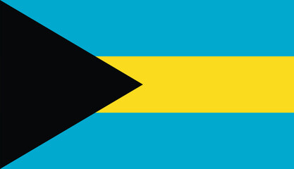 Flag of The Bahamas, Bahamian National Flag, Aquamarine, Gold, and Black Flag, Bahamian Flag, flat vector