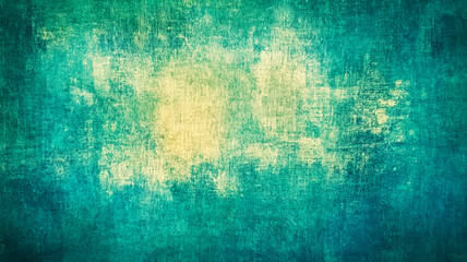 Fototapeta premium Abstract green and yellow vintage texture background. Faded watercolor effect with old paper or distressed surface look. Artistic retro concept.