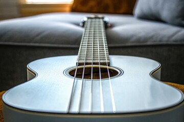 Fototapeta premium Minimalist Guitar Design with Strings for Creative Projects and Music Enthusiasts