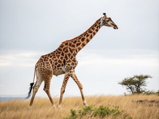 Obraz premium Minimalist Macro Photography of a Giraffe's Entire Body in Natural Habitat