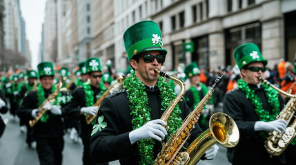 The St. Patrick's Day Parade in New York with Green Decorations