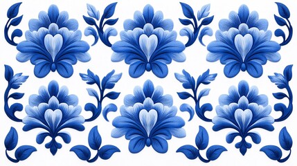 Fototapeta premium Elegant Vintage Blue Damask Wallpaper Pattern in High Resolution Photo