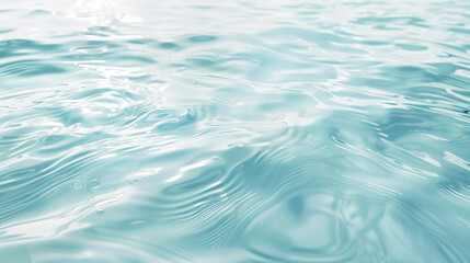 Fototapeta premium Turquoise water glistens under soft sunlight, with gentle ripples creating a tranquil atmosphere. The serene surface invites relaxation and reflection in nature