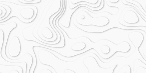 Abstract White paper cut background with lines. white line drawing geometric paper art design. 3d papercut decoration textured with wavy layers. 3d realistic design used for banner, posters. line maps