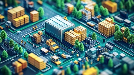 Obraz premium Streamlined logistics hub utilizing advanced tools for efficient delivery management