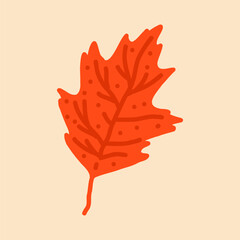 Obraz premium Vector autumn beautiful leaf on a beige background for design, decoration of books and articles, sale, banners