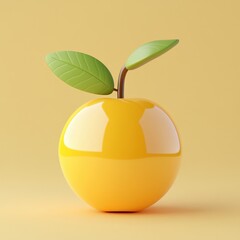 Vibrant Yellow Fruit with Green Leaf Accents