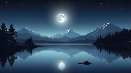 lake and the moon