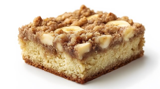 Food, Cuca, Cake, Banana Streusel, White Background, Realistic Photo, Abstract Image, Texture, Pattern Background, Wallpaper, Smartphone Cover and Screen, PC, Laptop, 9:16 and 16:9 Format