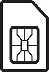 SIM Card Outline Icon, Mobile SIM Card, 5G SIM Card Icon Vector for Telecommunications Design