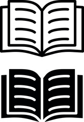 Open Book Icon Pictogram Set Illustration, School Book Icon, Educational Book Outline Vector