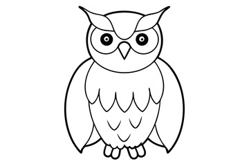 Simple Owl Line Art Illustration Vector
