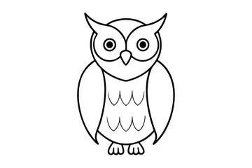 Simple Owl Line Art Illustration Vector