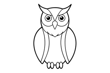Simple Owl Line Art Illustration Vector