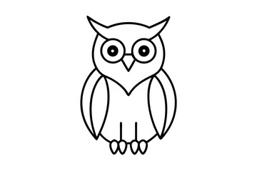 Simple Owl Line Art Illustration Vector