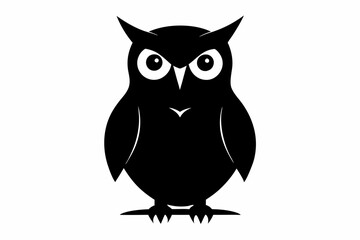 Owl black silhouette vector illustration design