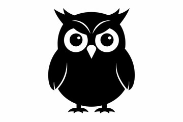 Owl black silhouette vector illustration design