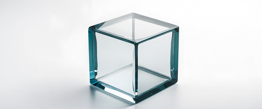 abstract 3d glass cube isolated on white background