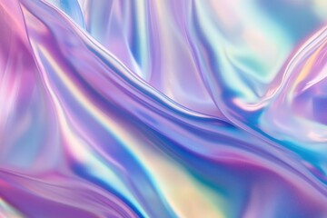 Obraz premium Iridescent silk fabric waves, vibrant colors, abstract