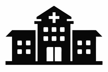 Hospital building silhouette vector, Hospital icon symbol
