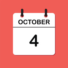 October 4. Daily Calendar icon for design. Simple design for business brochure, flyer, print media, advertisement. Easily editable